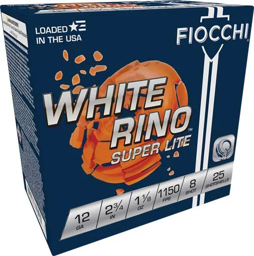 FIOCCHI WHITE RINO 12GA 2.75" - 1-1/8OZ #8 1150FPS 250RD CASE