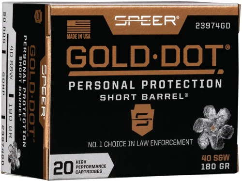 SPEER GOLD DOT 40 SW 180GR - GDHP SHORT BARREL 20RD 10BX/CS