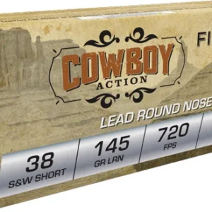 FIOCCHI 38 S&W SHORT 145GR - LEAD-RN 50RD 20BX/CS