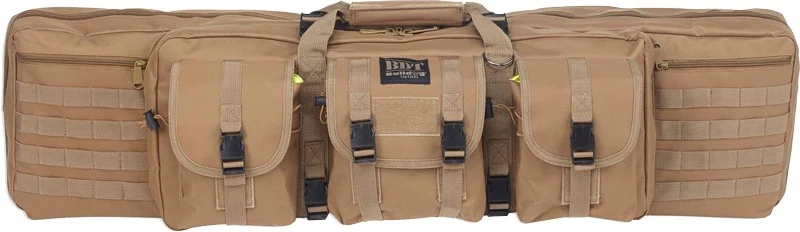 BULLDOG 43" 2 GUN TACTICAL CSE - 3 LARGE ACCESSORY POCKETS TAN