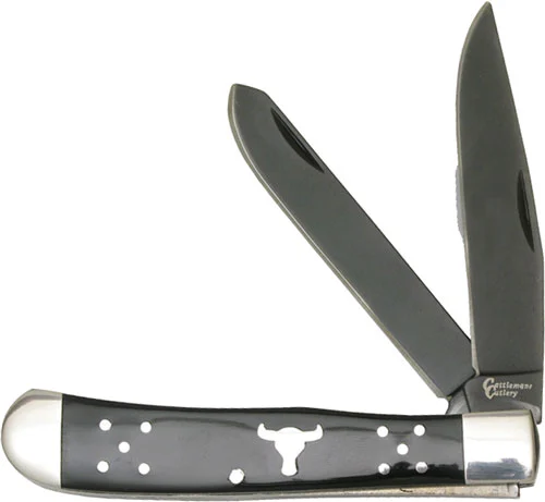 ABKT CATTLEMANS CUTLERY BLACK - ANGUS TRAPPER 2-BLADE FOLDER