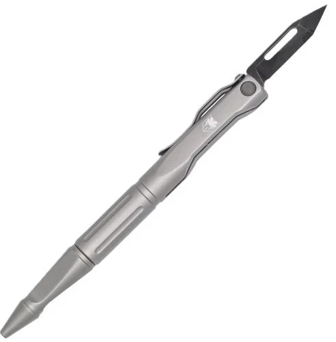 COBRATEC SCRIBE PEN KNIFE 1.5" - GRAY WITH POCKET CLIP