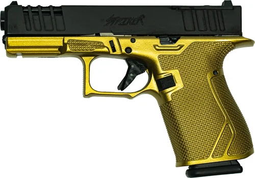 GLFA 19 STRIKER 9MM 4" 15 SHOT - BLACK SLIDE GALAXY GOLD FRAME - Image 2