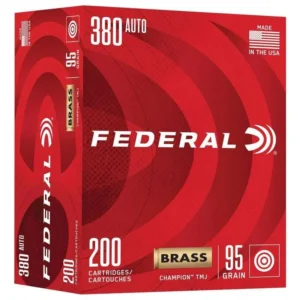 Federal Champion Training Handgun Ammunition 380 Auto 95gr FMJ 980 fps 200/ct