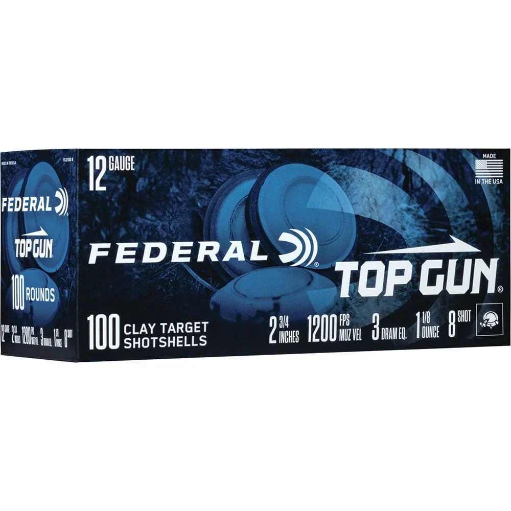 Federal Top Gun Shotshells 12 ga 2-3/4" 1-1/8oz 1180 fps #8 100/ct