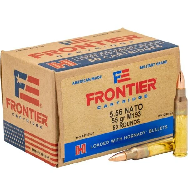 Hornady Frontier Rifle Ammunition XM193 5.56X45 NATO 55 gr FMJ 3240 fps 50/ct