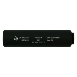 B&T Six9 Wipe Suppressor ONLY 9mm Luger Black Firearm Sold Separately