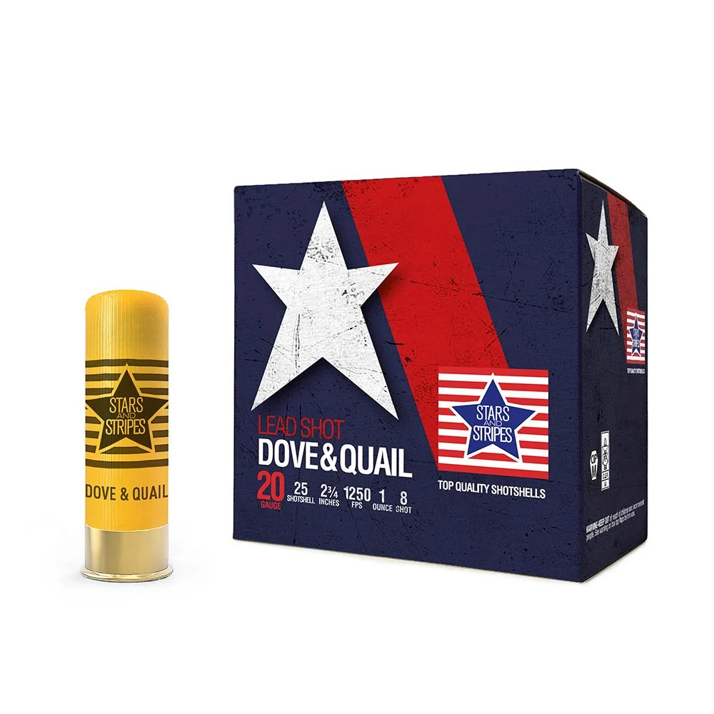 PPU Stars & Stripes Dove & Quail Shotshells 20ga 2-3/4'' 1 oz 1250 fps #8 25/ct