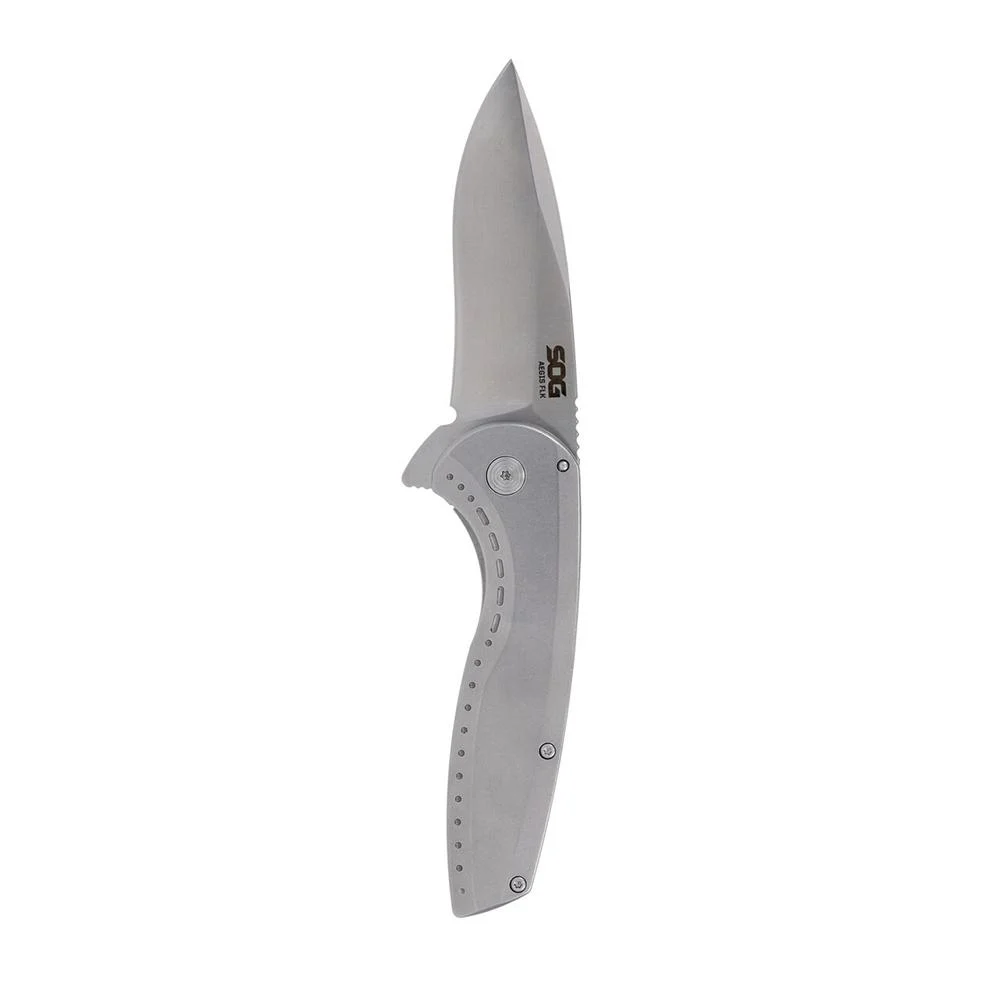 SOG Knives Aegis FLK 2.0 Folding Knife 3-1/4" Drop Point Blade Silver
