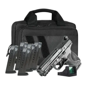 S&W M&P 9 Full Size M2.0 Optic Ready Handgun Bundle 9mm Luger 17rd Magazine(6) 4.22" Barrel No Thumb Safety Black RFX11 Green Dot Savior Bag