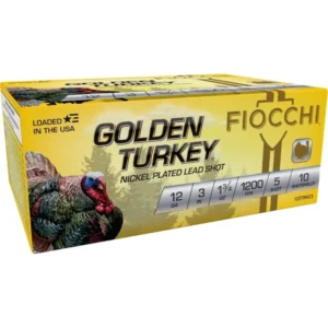 Fiocchi Golden Turkey Nickel Plated Shotshells 12ga 3" 1-3/4oz 1200 fps #5 10/ct