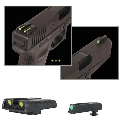 Truglo TFO Tritium/Fiber-Optic Day/Night Sights Fits Glock 20 21 25 28 29 30 31 32 37 40 and 41- Front Green/Rear Yellow