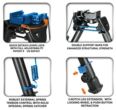 UTG BIPOD TACTICAL OP 5.9-7.3" - PICATINNY MOUNT W/STUD ADAPTR - Image 2