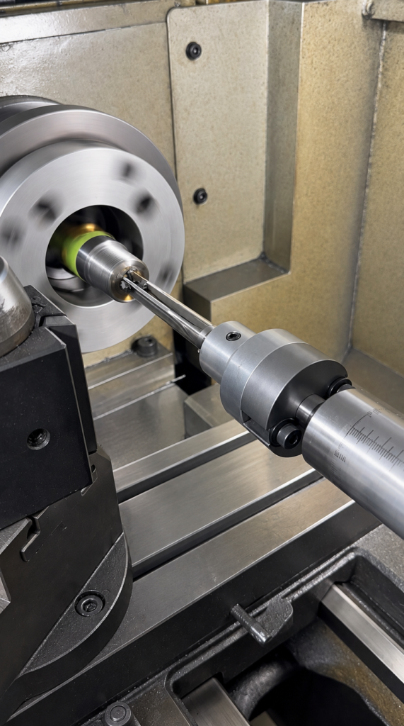 Barrel machining setup in the Windage Weaponry workshop