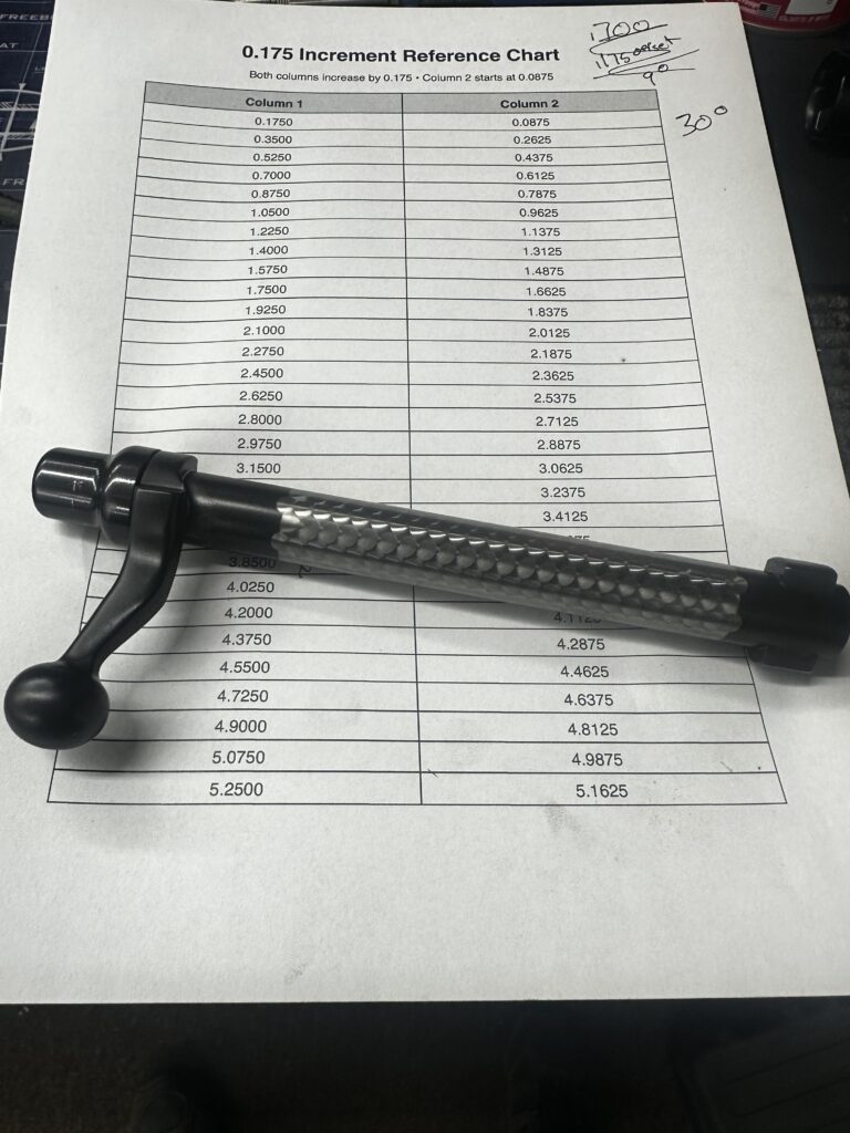 Detailed view of a rifle bolt on the workshop bench